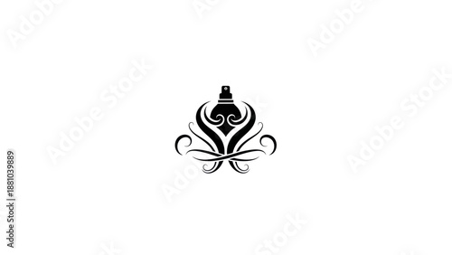 Abstract Bottle Silhouette with Swirls