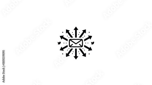 Email Distribution Icon with Outward Arrows