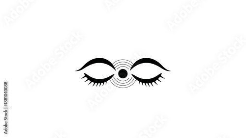 Stylized closed eyes with concentric circles and dot