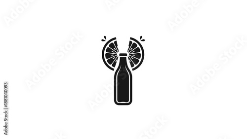 Bottle with citrus slices icon