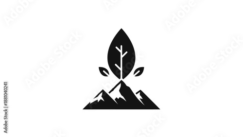 Mountain and plant logo icon