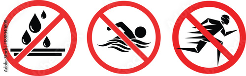 No fire no swimming no running warning signs
