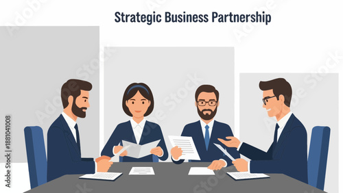 Business Partners Meeting Strategizing Corporate Collaboration and Teamwork