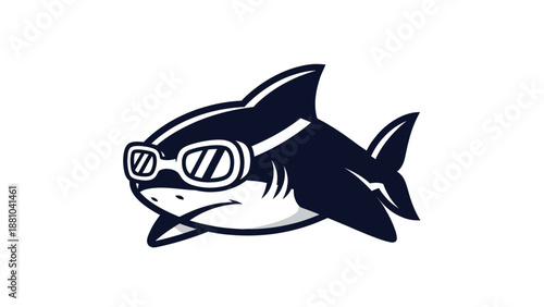 Cartoon shark wearing sunglasses vector illustration isolated on white