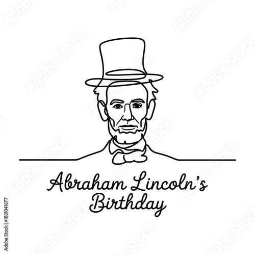 Abraham Lincoln portrait in simple line art style