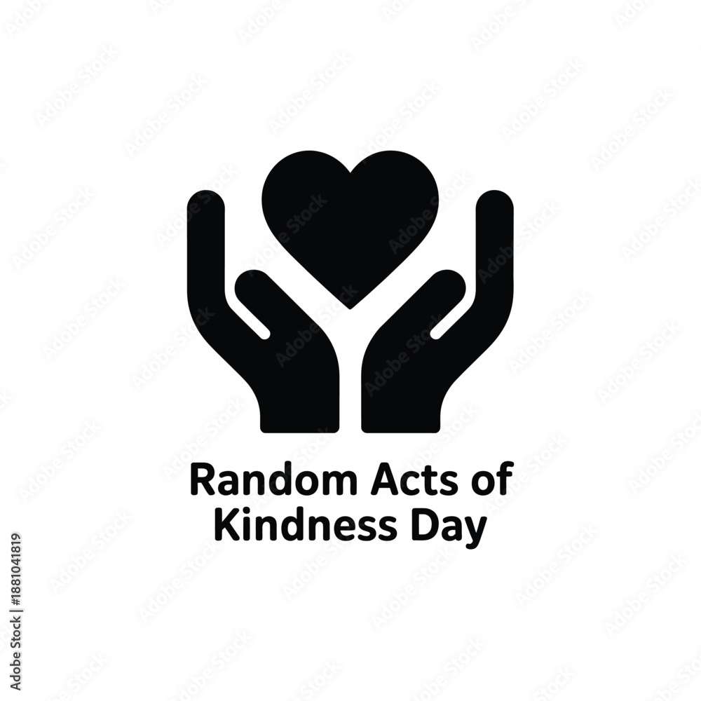 Fototapeta premium random acts of kindness day symbol with heart and hands