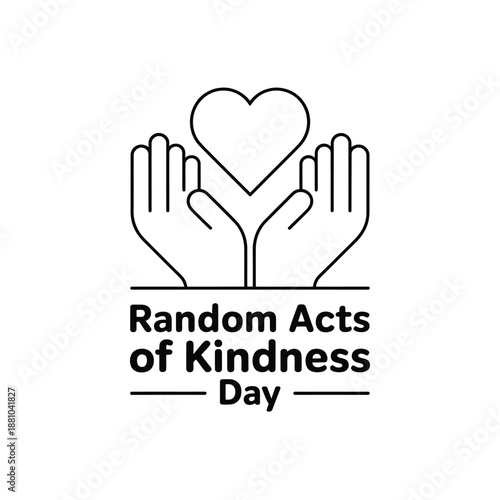 random acts of kindness day symbol with heart and hands