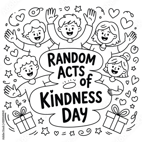 Random Acts of Kindness Day celebration with happy children