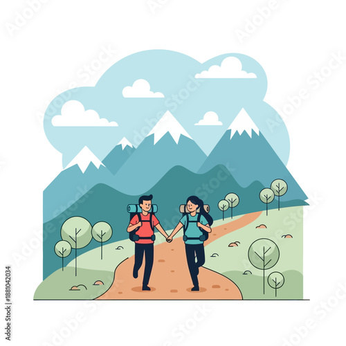 Couple Walking Hand in Hand Together.