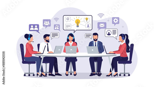 Diverse Team Collaborating on Business Ideas at a Round Table Meeting