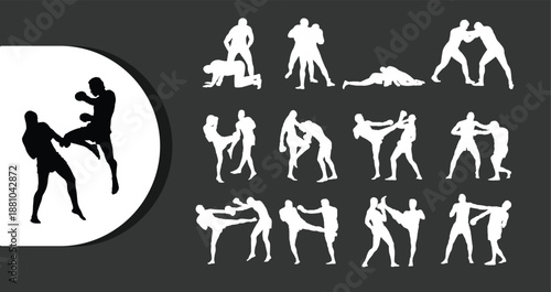 Martial Arts Fighting Silhouettes Collection