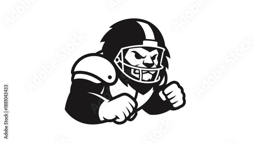 Lion football mascot vector illustration black and white design