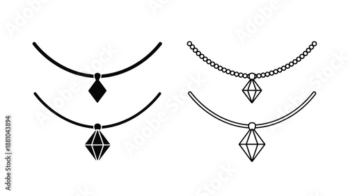 Elegant necklace designs with geometric pendants a minimalist jewelry illustration