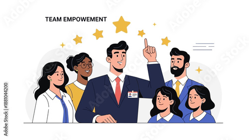 Team Empowerment: Diverse Group Achieving Success with Leader Inspiring Goals