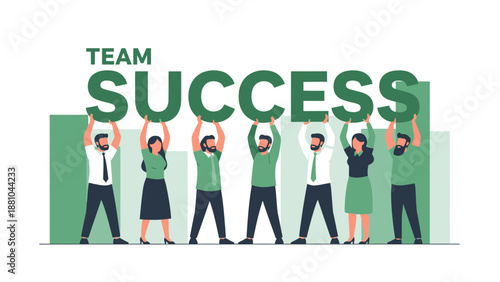 Team Holding Up Success Letters - Business Collaboration and Achievement