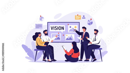Business Team Brainstorming Strategy and Vision Presentation