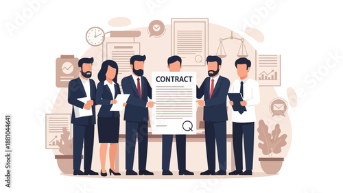 Business Team Holding a Contract Document, Agreement Signing Concept