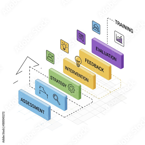 Colorful Business Process Flowchart Diagram Steps.