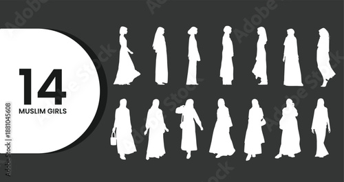 Collection of Muslim Women Silhouettes in Various Poses