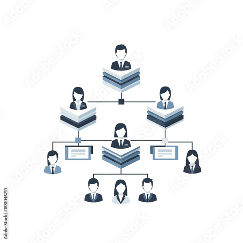 Corporate Hierarchy Structure with People Icons.