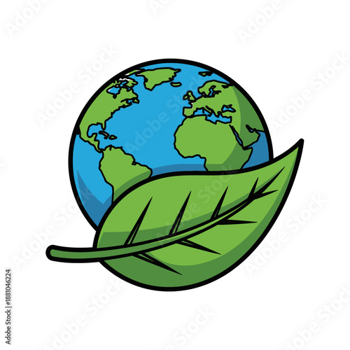 Green Leaf Emblem Earth Illustration Symbol.