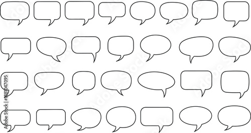 Collection of various empty speech bubbles in different shapes and sizes 