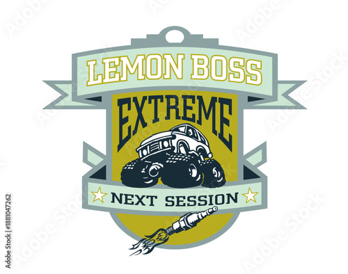 Lemon Boss Extreme Racing Logo with Car and Rocket