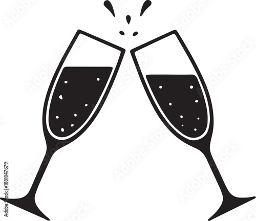 two glasses of champagne vector illustration