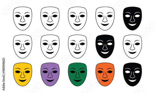 Set of colorful emotion masks vector illustration