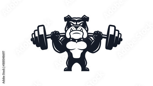 Bulldog lifting barbell logo design for gym or fitness concept
