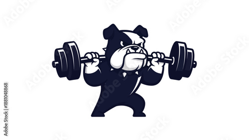Bulldog lifting barbell vector illustration strength training fitness