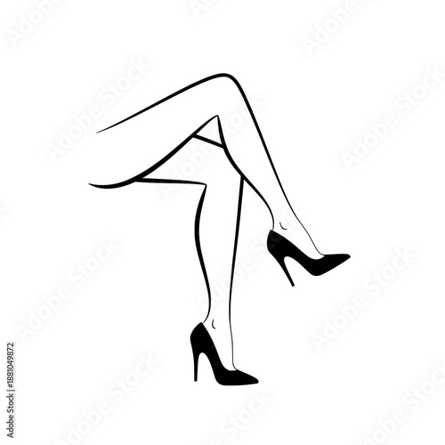 Elegant legs in high heels vector sign fashion and glamour concept