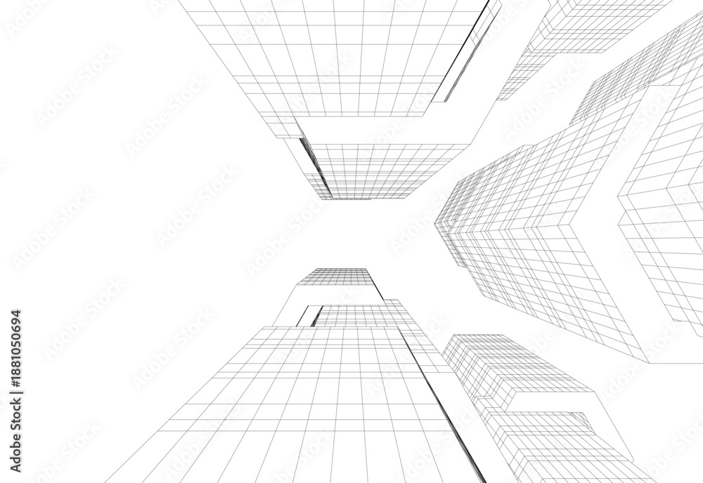 Fototapeta premium Architectural drawing 3d vector drawing