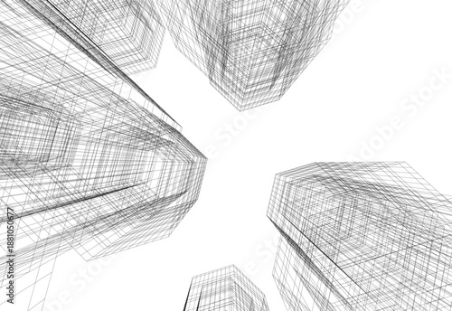 Architectural drawing 3d vector drawing