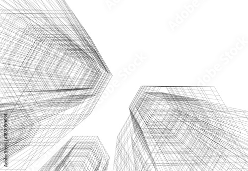 Architectural drawing 3d vector drawing