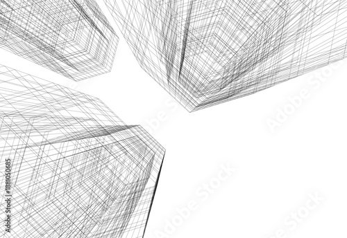 Architectural drawing 3d vector drawing