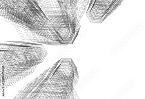 Architectural drawing 3d vector drawing