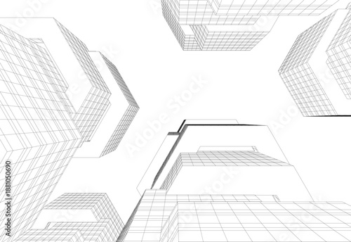 Architectural drawing 3d vector drawing