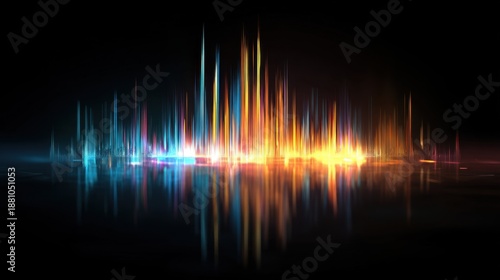 Wallpaper Mural Colorful light spikes reflecting on dark water surface in abstract art. Torontodigital.ca