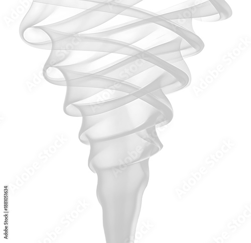 Abstract white swirl design on transparent background