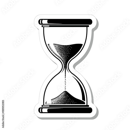 Elegant black hourglass sticker with sand flowing