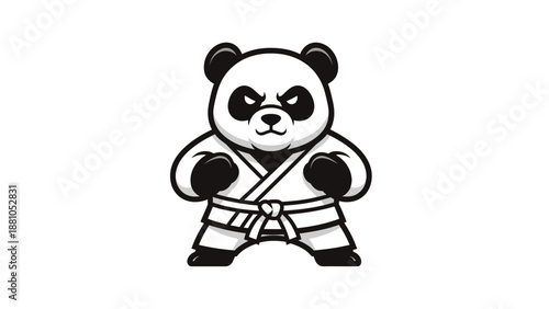 Φωτογραφία Cartoon panda in karate uniform on white background vector illustration