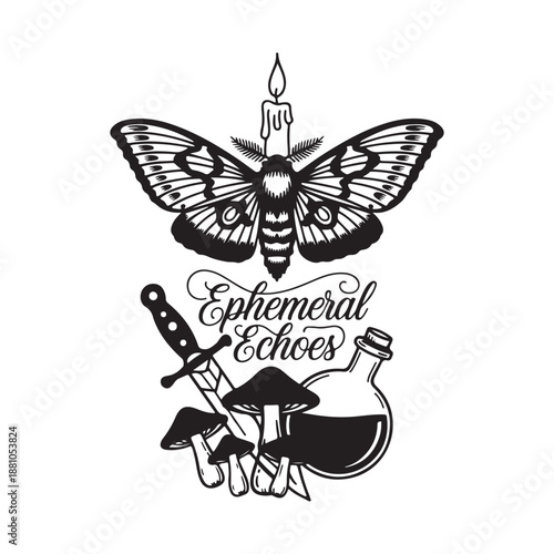 Ephemeral Echoes Mystic Butterfly Illustration