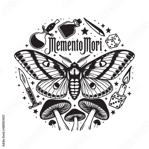 Memento Mori Occult Butterfly Emblem