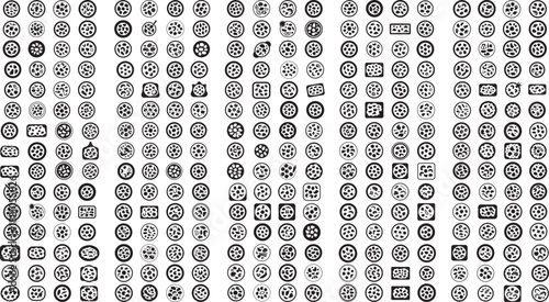 several pizza toppings on white background