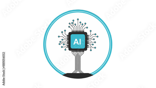 Artificial Intelligence Concept with Microchip and Circuitry.