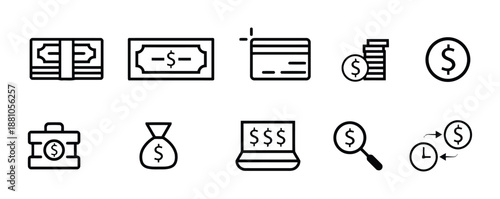 Collection of money and finance vector icons