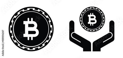 Cryptocurrency digital coin icon bitcoin sign symbol vector