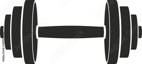 Silhouette of an adjustable weight dumbbell isolated on a bright white background for fitness concepts