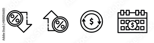 Discount promotion and financial rate icons set